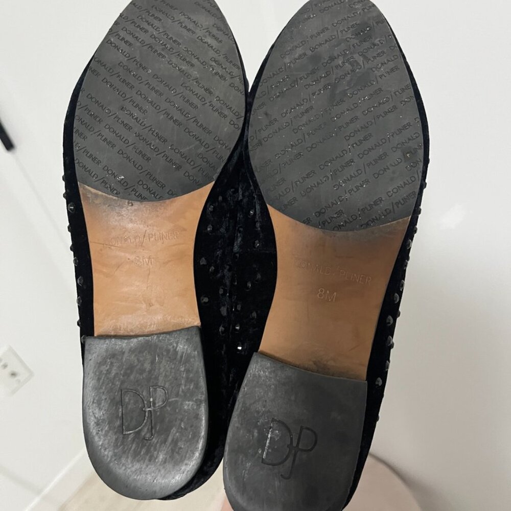 Donald J. Pliner Black Velvet Beaded Loafers Size 8 - Picture 6 of 6